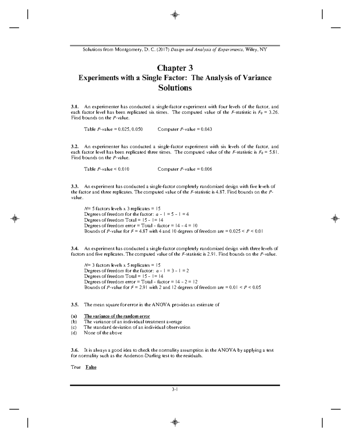 Ch03 - Ch03_Solutions Manual_9ed - Solutions From Montgomery, D. C ...