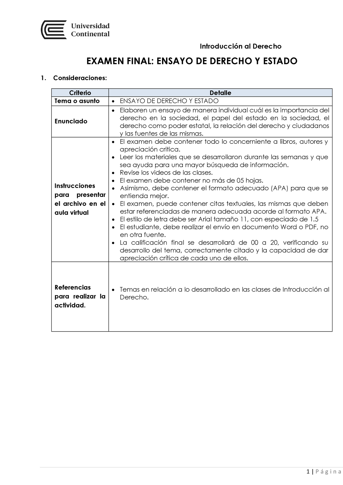 Examen Final - Introducción Al Derecho - 1 | P á G I N A Introducción ...