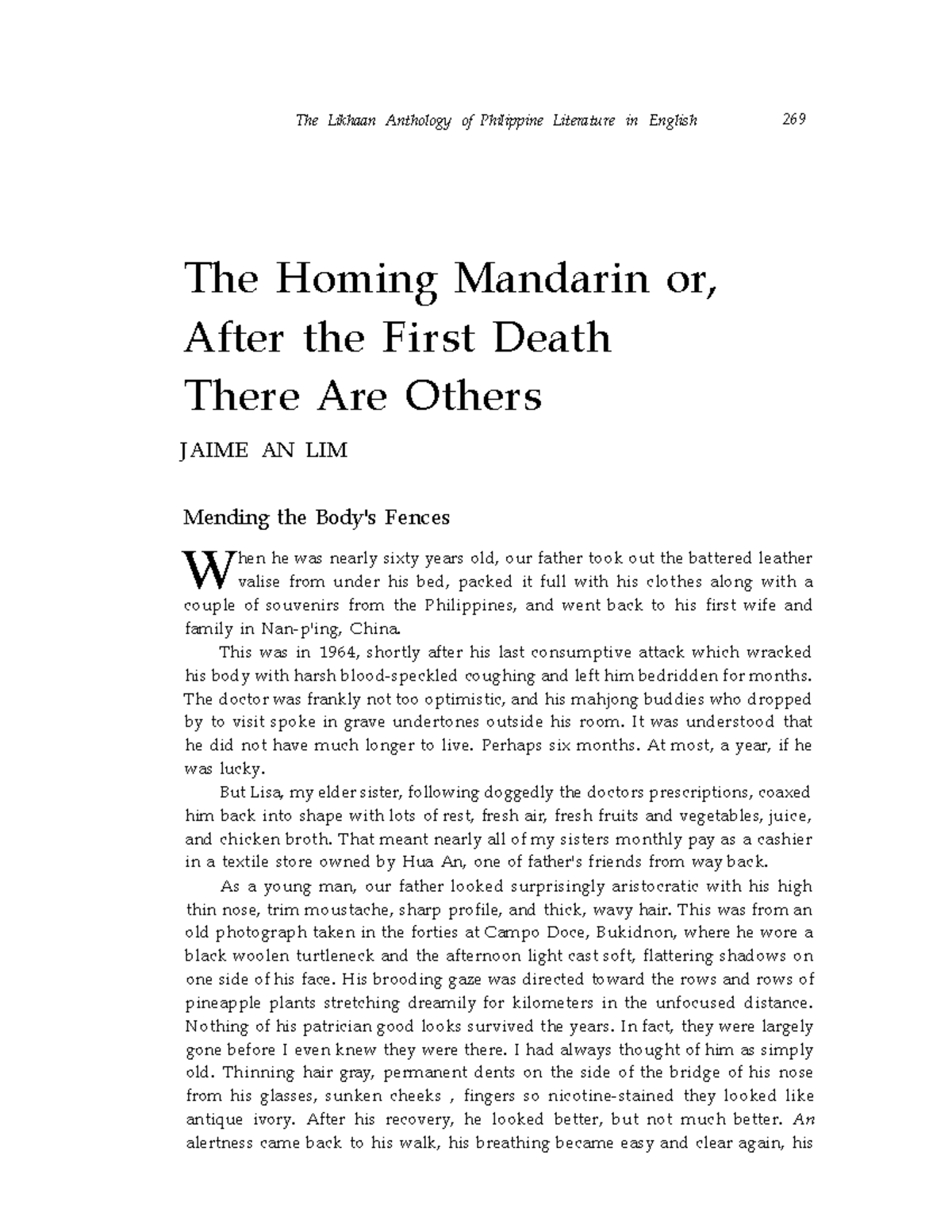 01 The Homing Mandarin Jaime An Lim The Homing Mandarin or, After