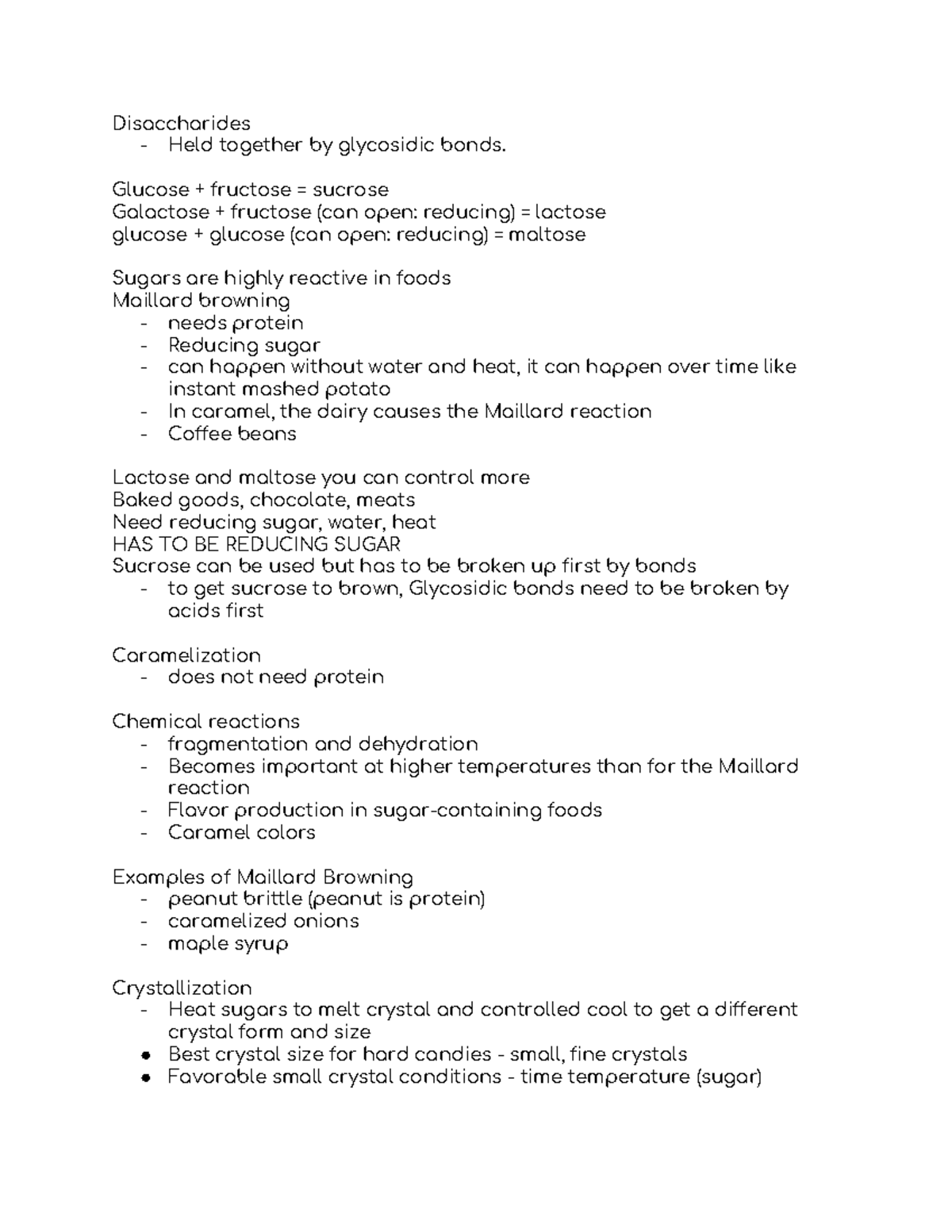 Sugars Lecture notes week 3 Disaccharides Held together by