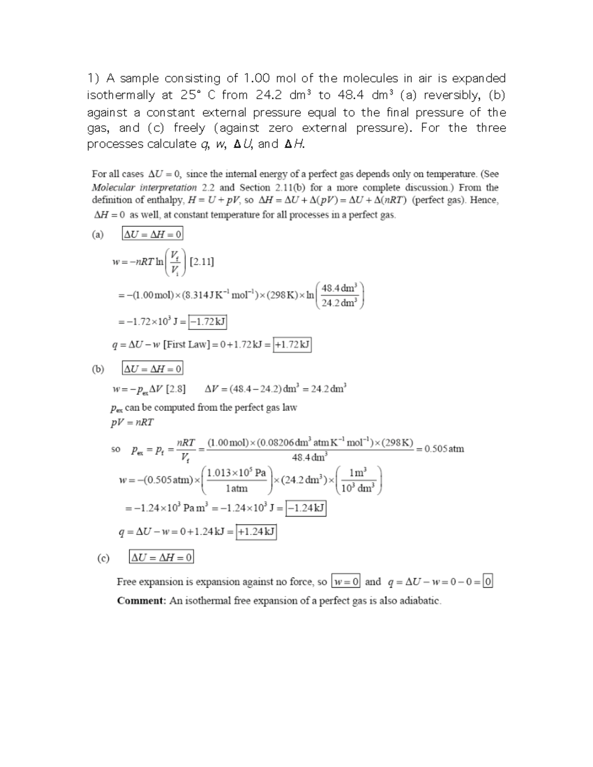 Problem+Set+2+Solutions - A sample consisting of 1 mol of the molecules ...