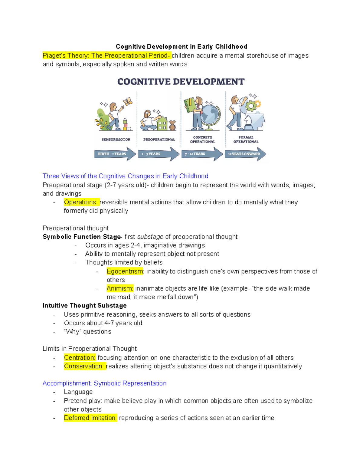 Chapter 9 Cognitive Development in early childhood Cognitive