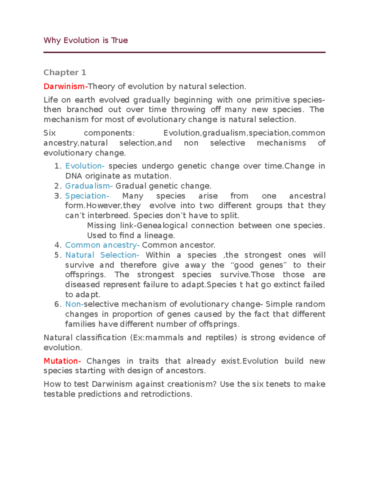 why-evolution-is-true-notes-why-evolution-is-true-chapter-1-of