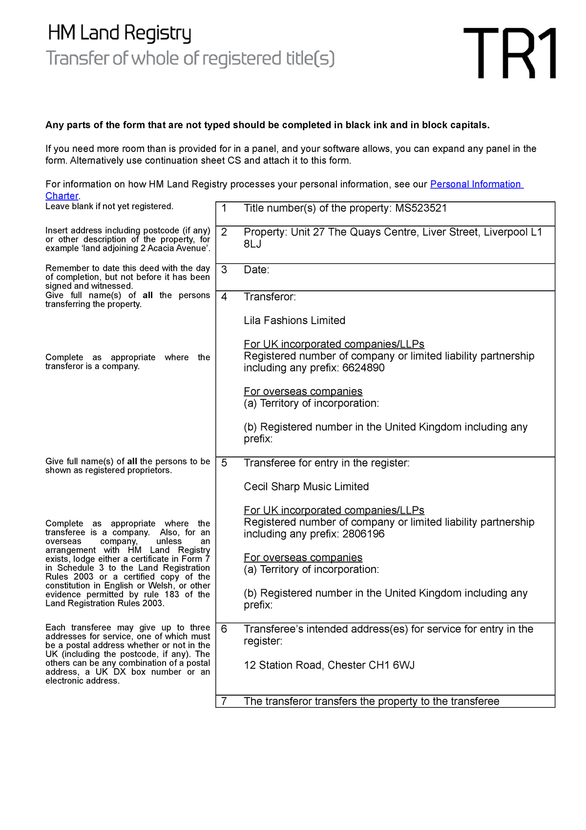 tr1 for assignment of lease