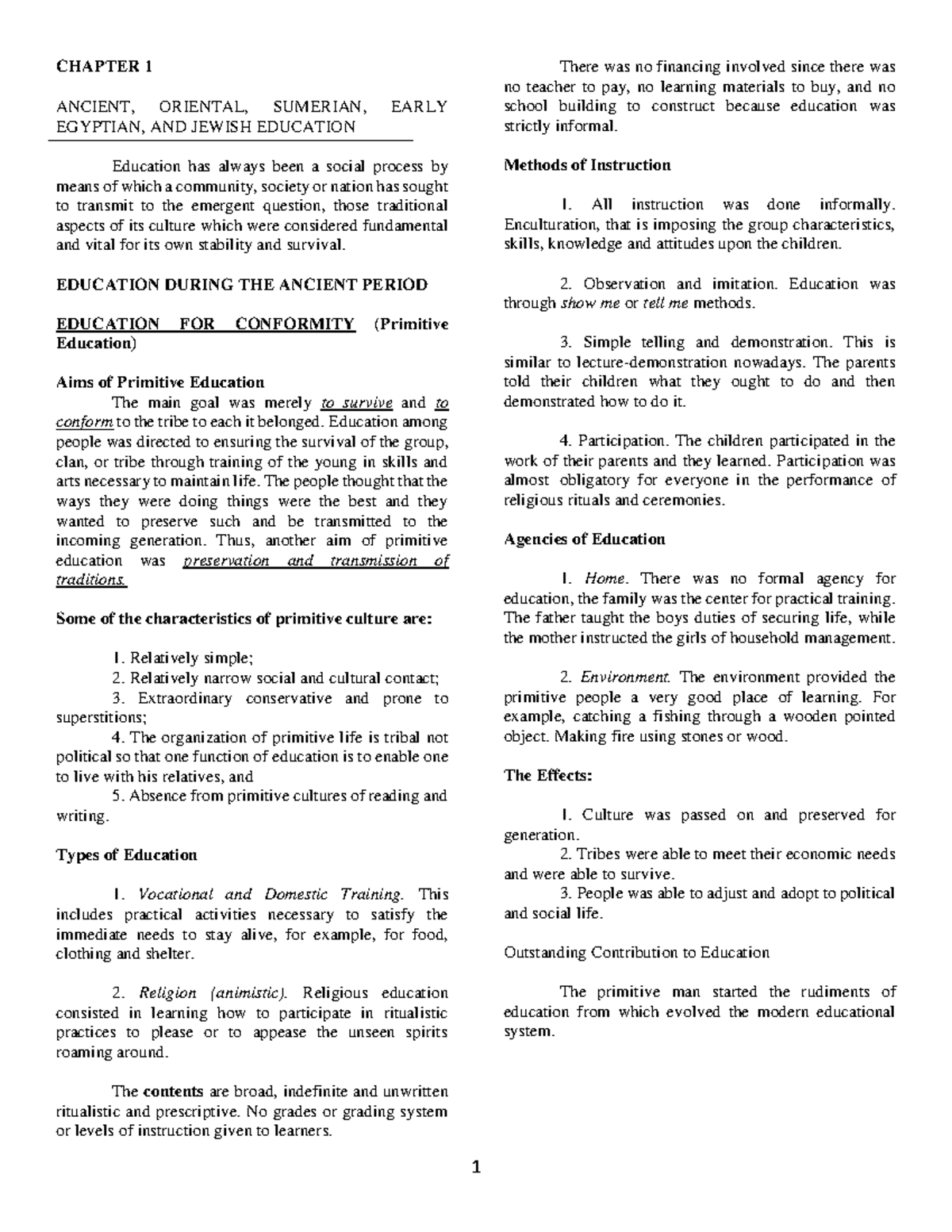 FOED-DOCU - PSYCHOLOGY NOTES - CHAPTER 1 ANCIENT, ORIENTAL, SUMERIAN ...