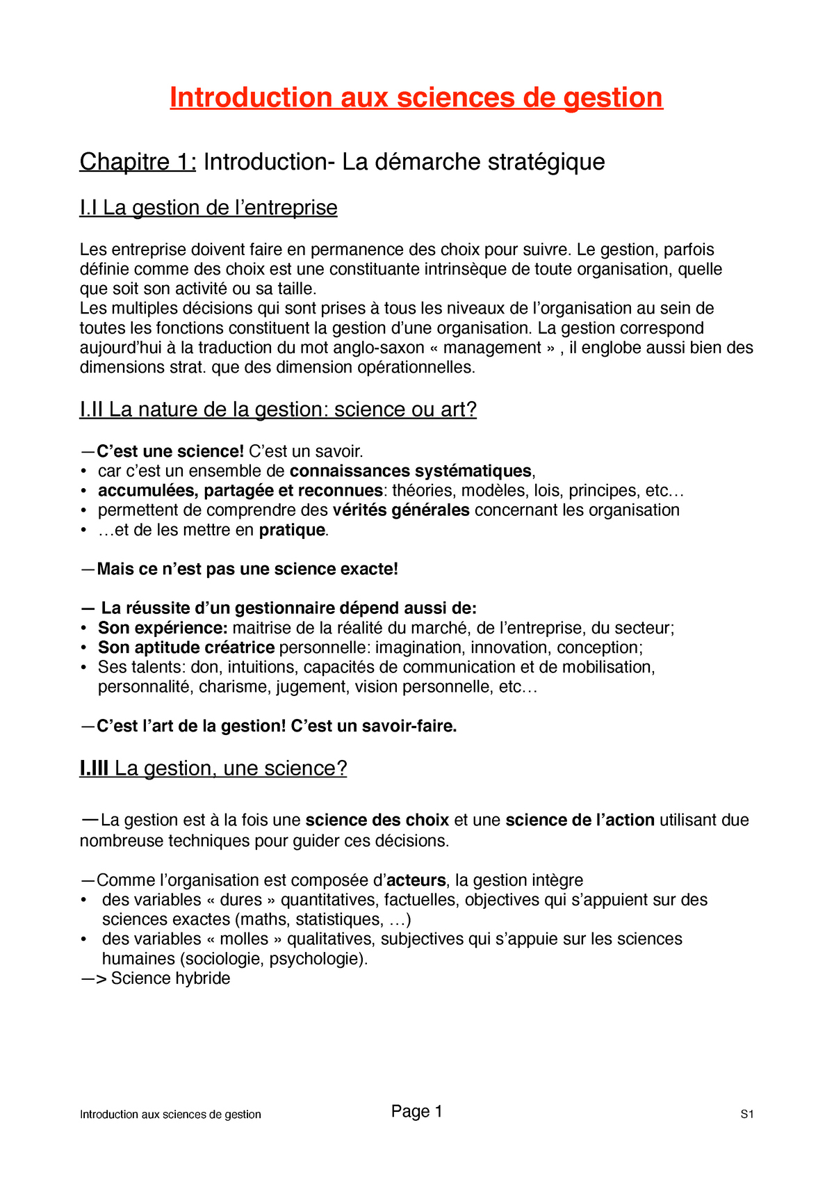 Introduction Aux Sciences De Gestion Introduction Aux Sciences De