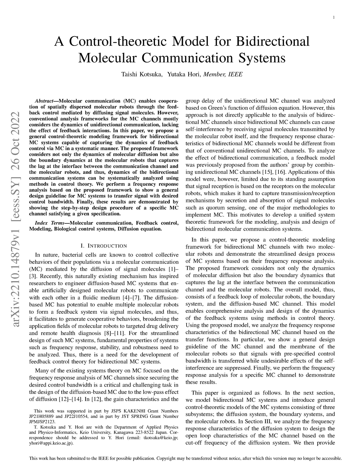 A Control Theoretic Model For Bidirectio - ArXiv:2210 [eess] 26 Oct ...