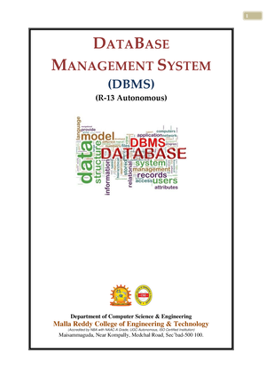 DBMS Lecture Notes - LECTURE NOTES ON DATABASE MANAGEMENT SYSTEMS 2018 ...