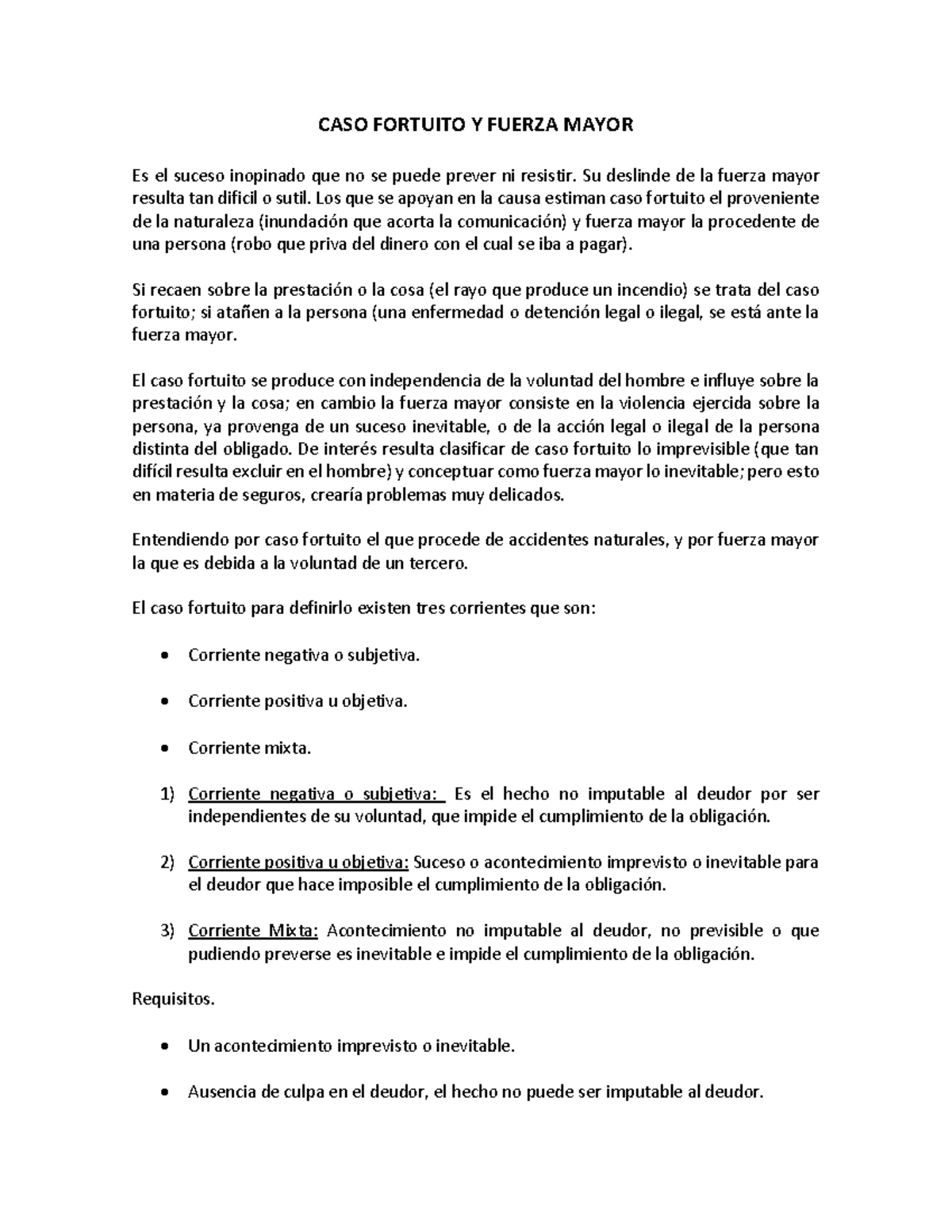 Caso fortuito y fuerza mayor del derecho civil - CASO FORTUITO Y FUERZA ...