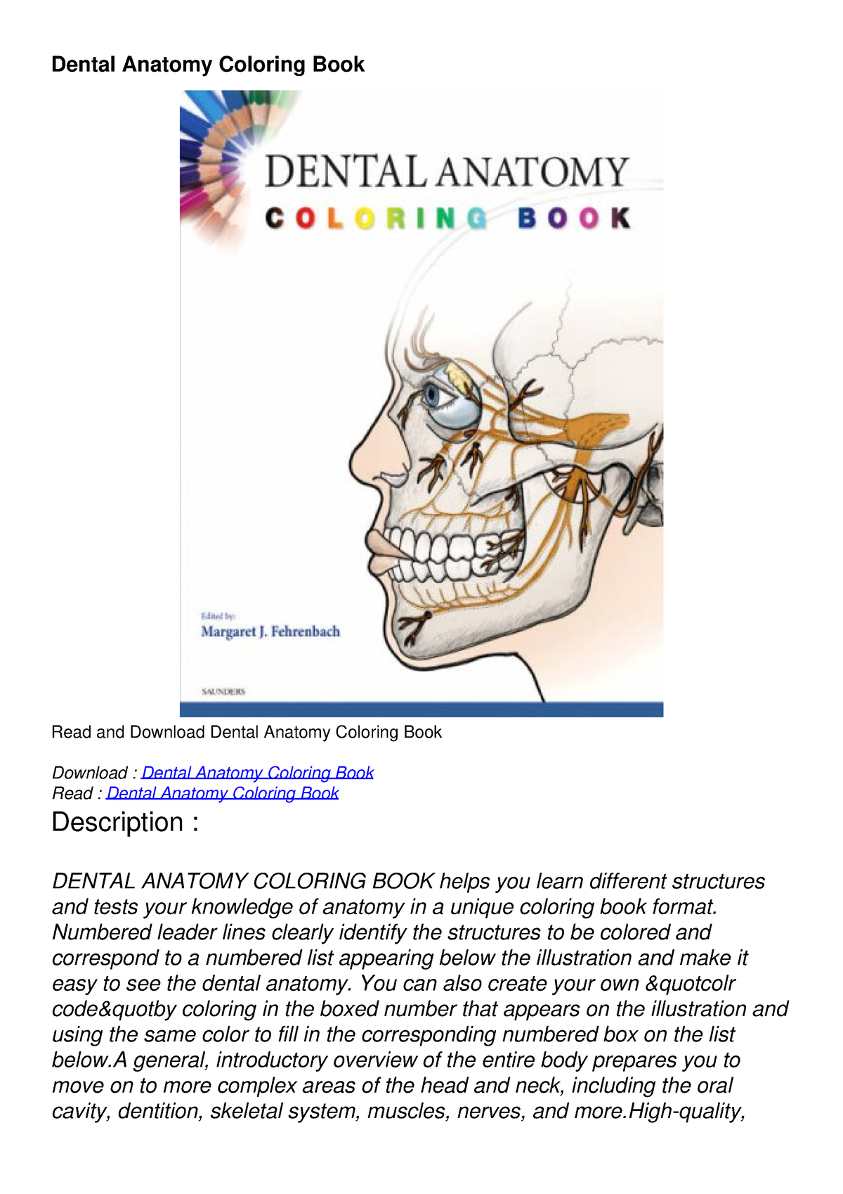 get [PDF] Download Dental Anatomy Coloring Book Dental Anatomy