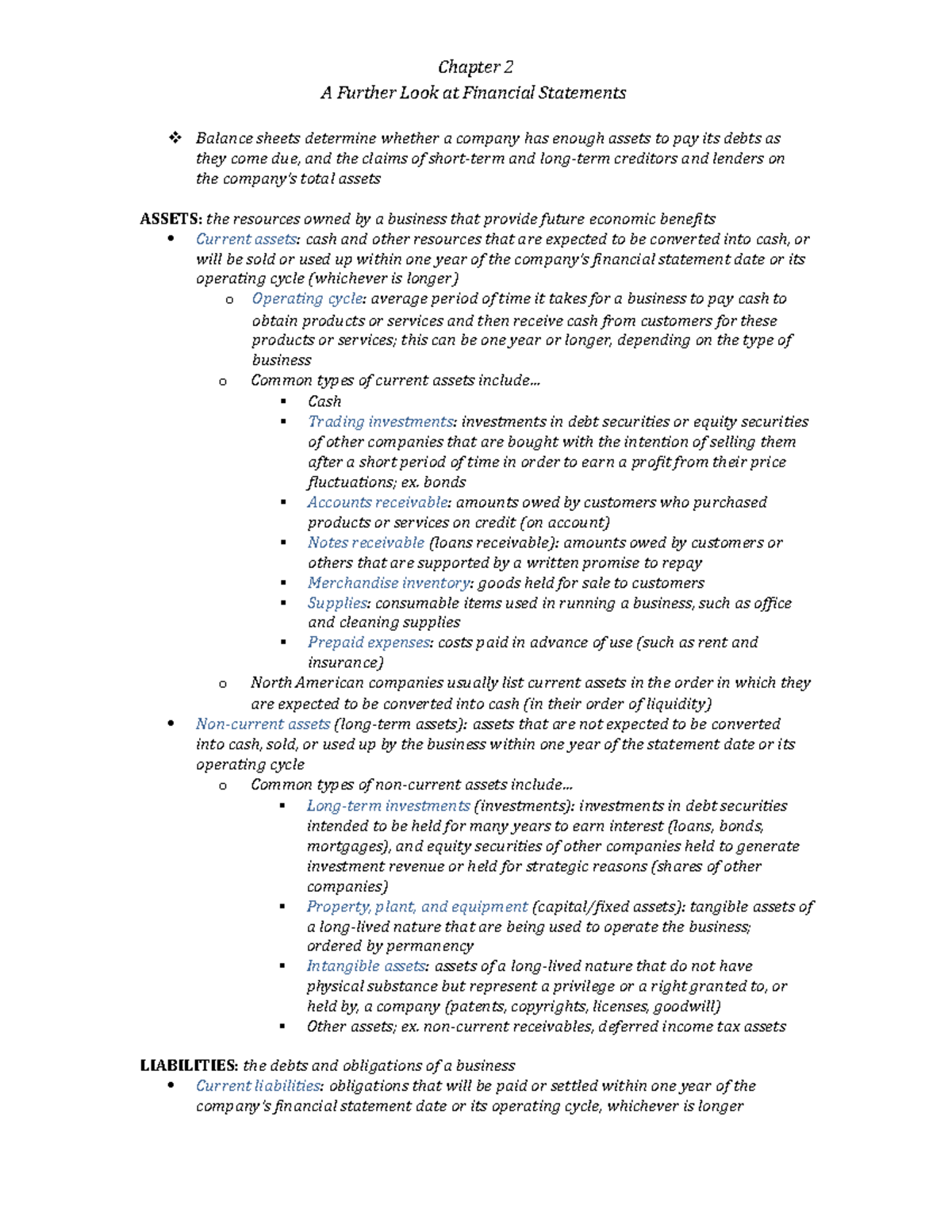 ACCT1220 * Chapter 2 * A Further Look at Financial Statements - Chapter ...