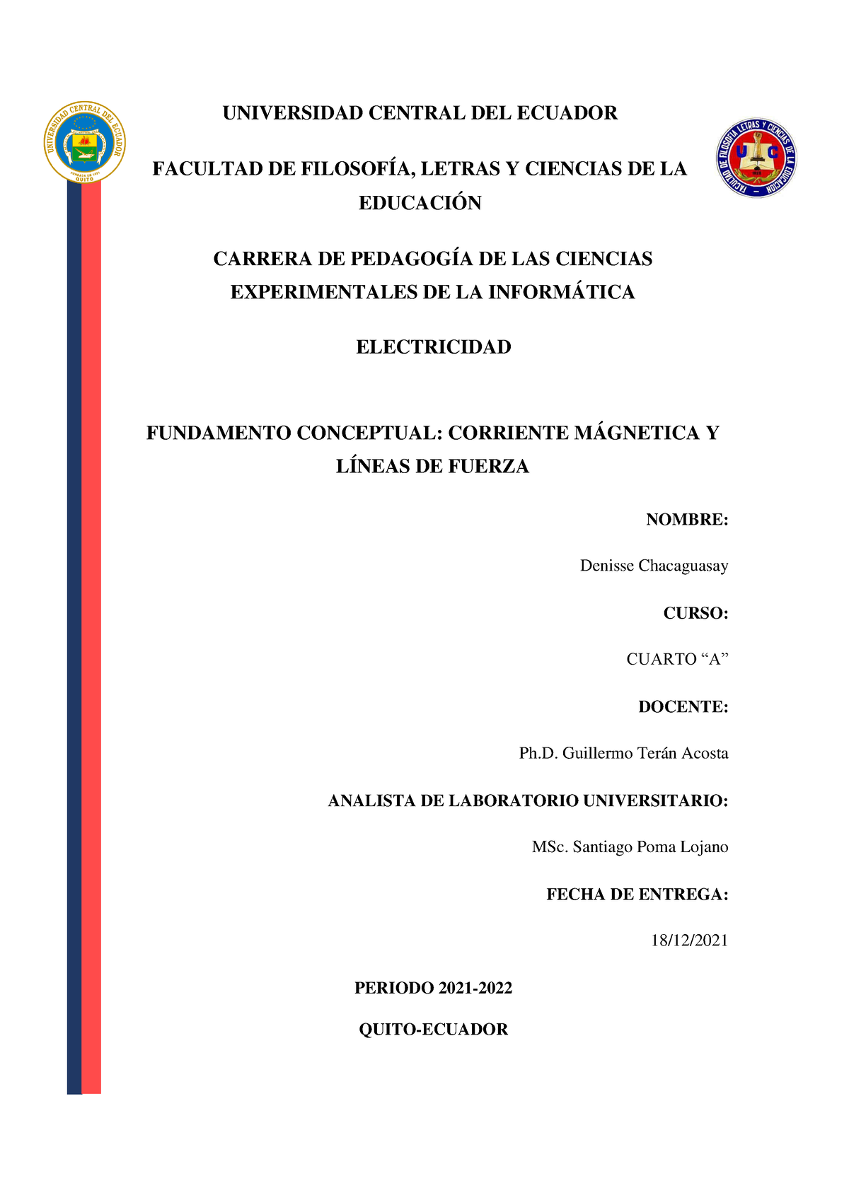 Fundamento Conceptual Campo Magnético Y Líneas De Fuerza Universidad Central Del Ecuador 2971