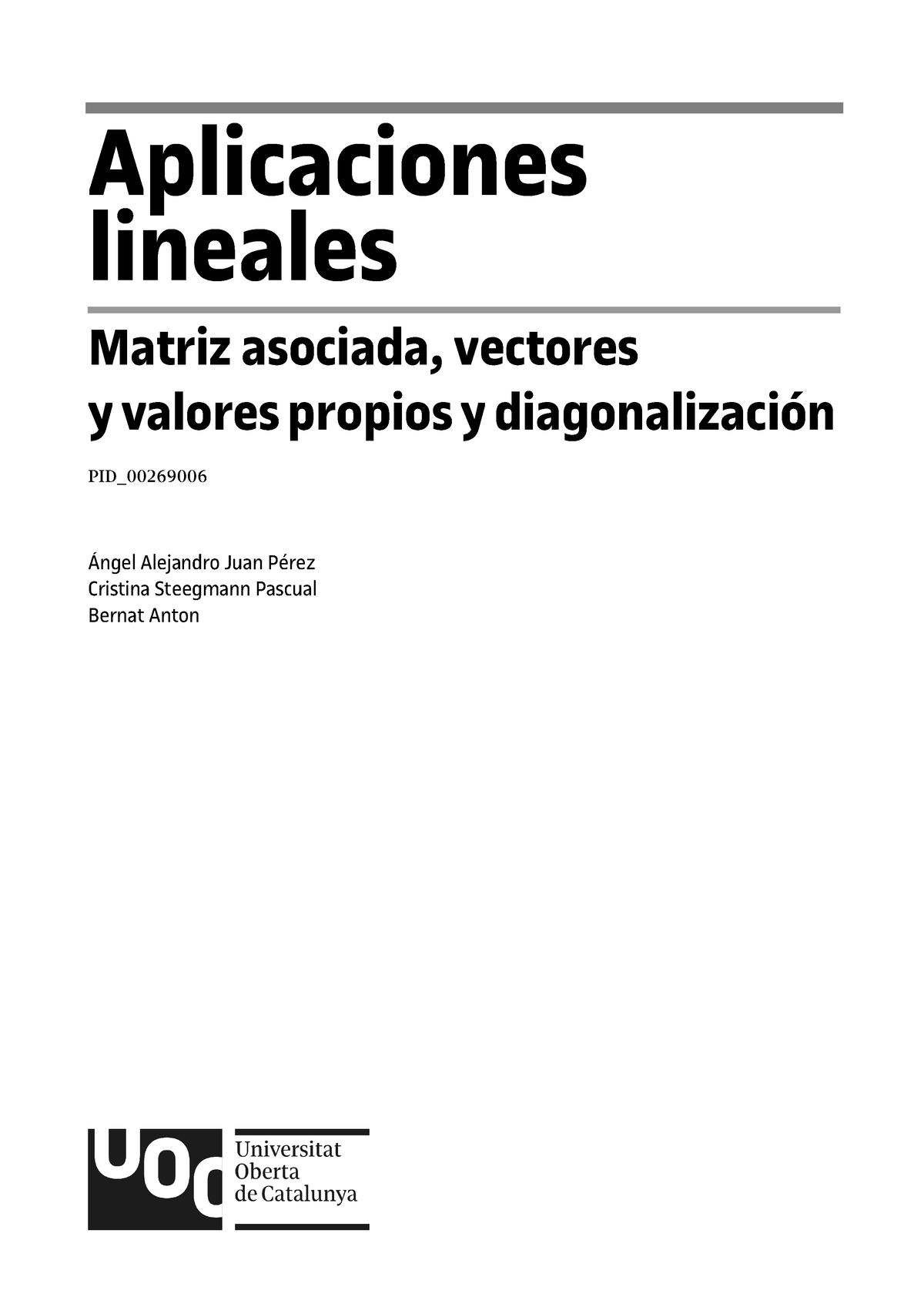 Aplicaciones Lineales - Aplicaciones Lineales Matriz Asociada, Vectores ...