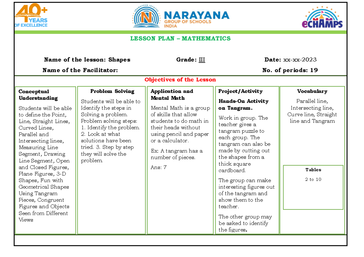 Sample Math Lesson Plan-Grade-3 - LESSON PLAN – MATHEMATICS Name of the ...