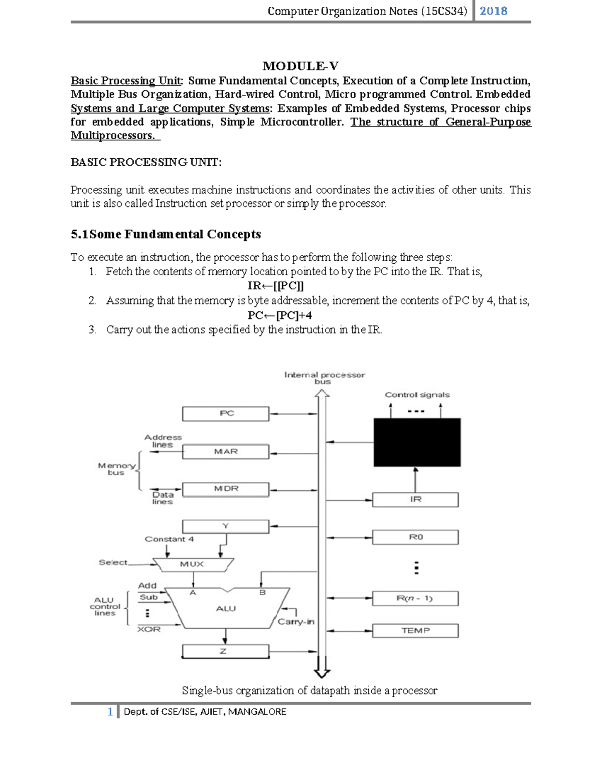 CO module 5 2018 complete - MODULE-V Basic Processing Unit: Some ...