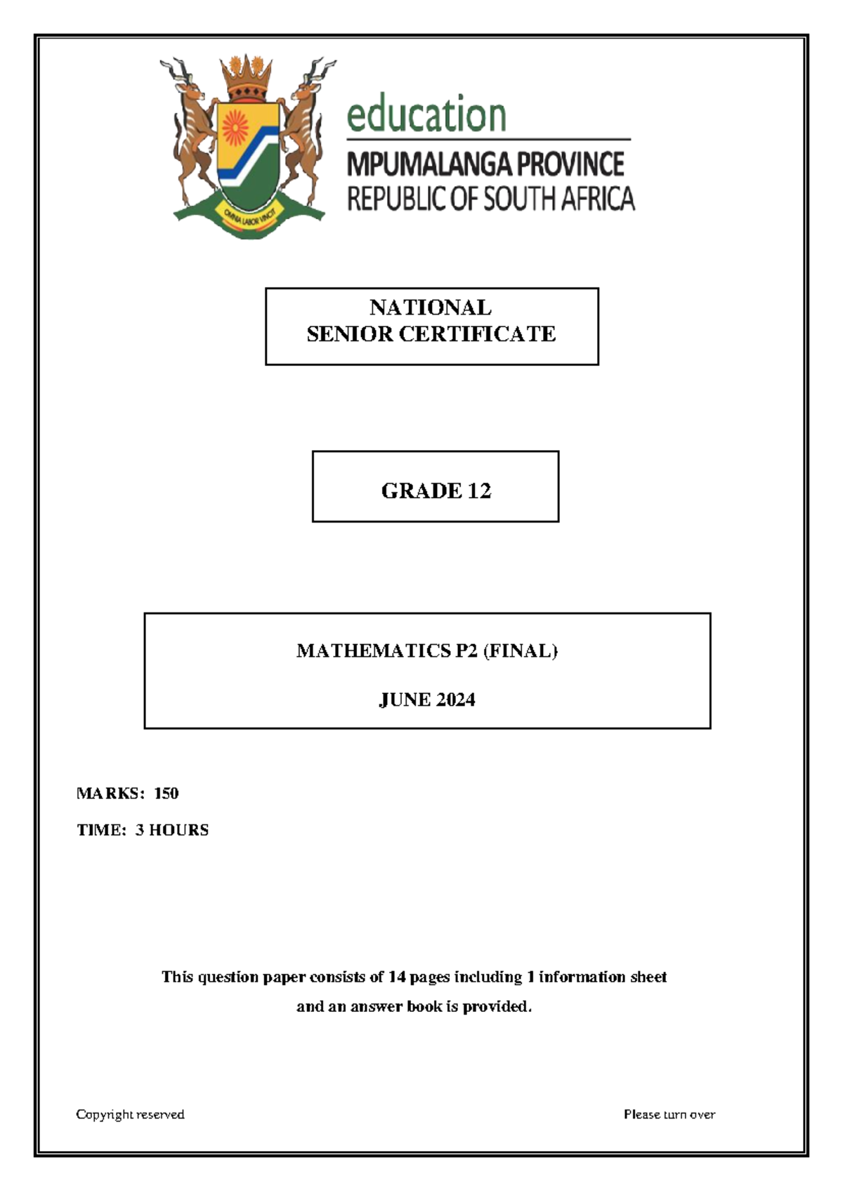 Mathematics P2 QP ENG - MARKS: 150 TIME: 3 HOURS This question paper ...