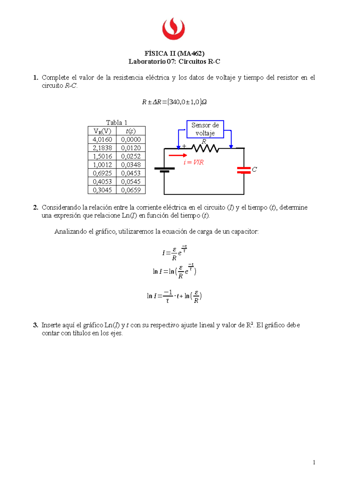 Reporte De Laboratorio 07 De Física II - FÍSICA II (MA462) Laboratorio ...