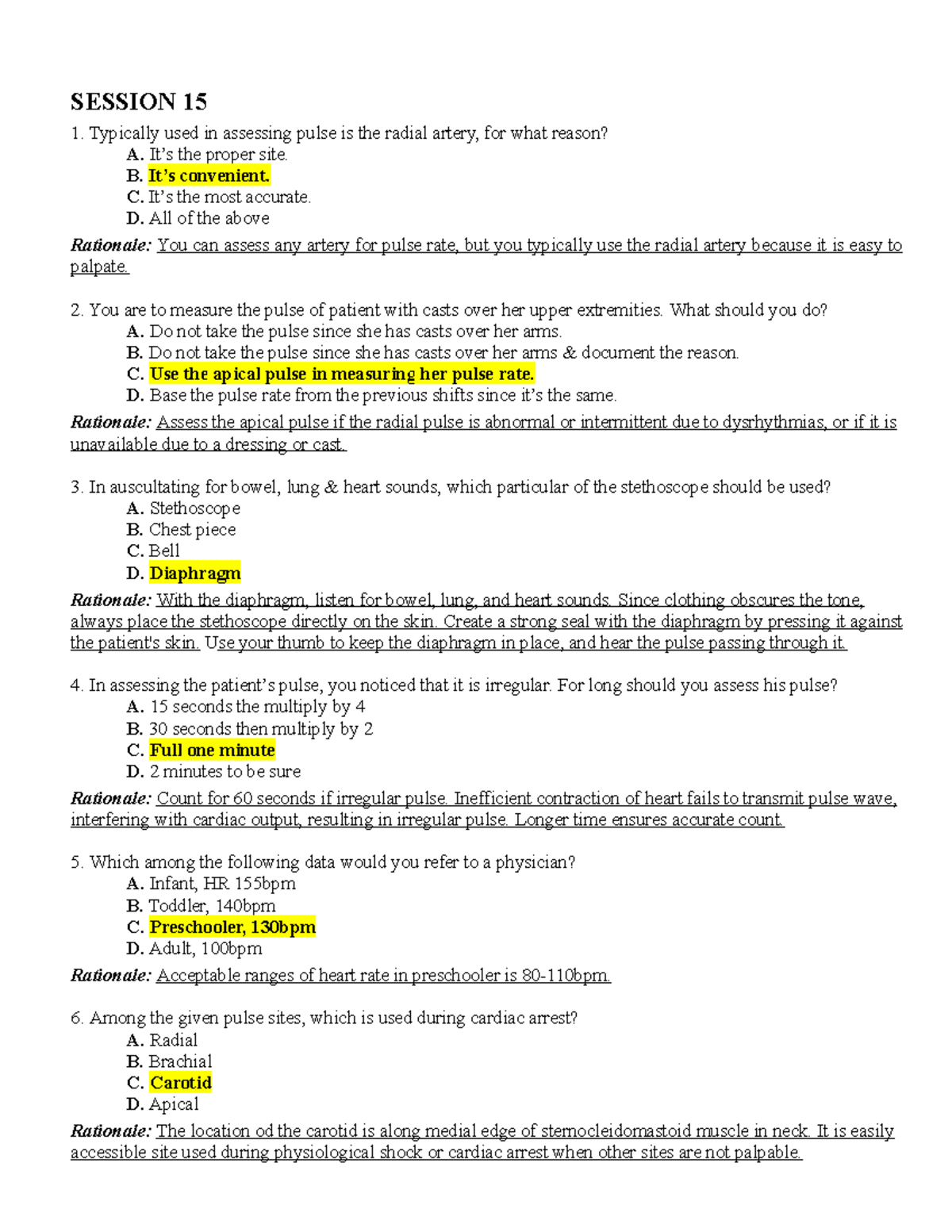 Funda LAB Session 15 Answers SESSION 15 Typically used in assessing