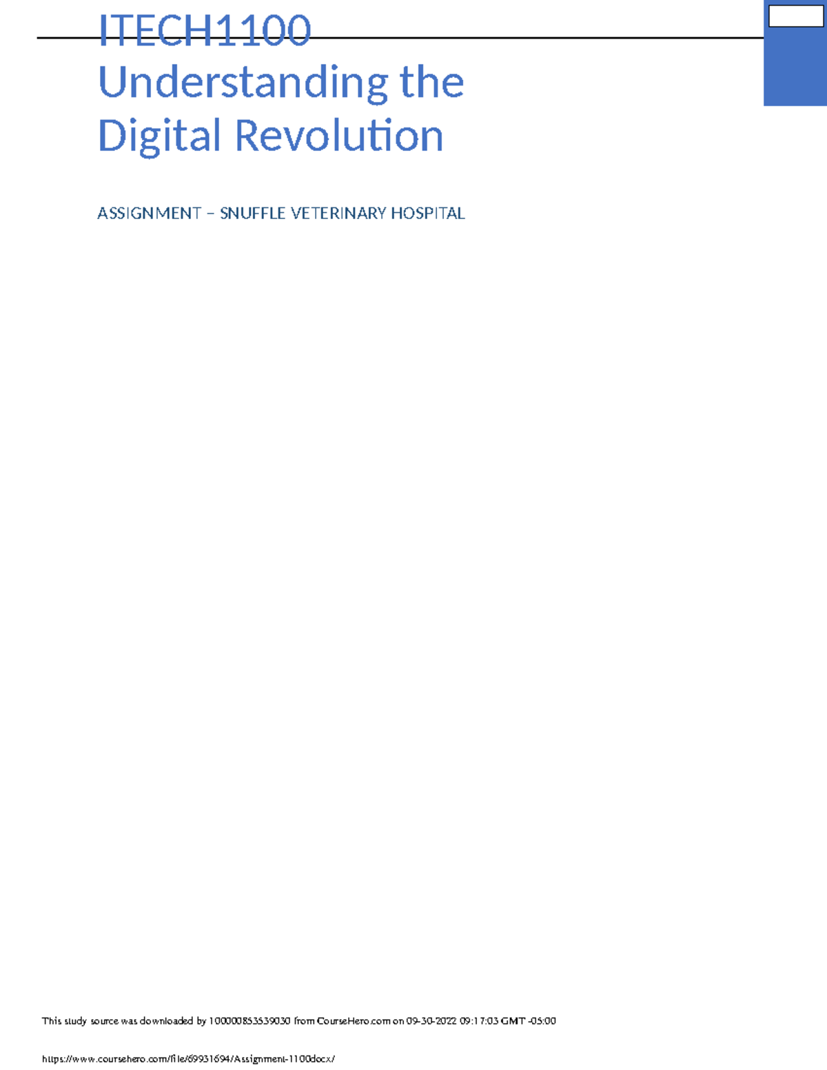 Assignment 1100 - sdfgera - ITECH Understanding the Digital Revolution ...
