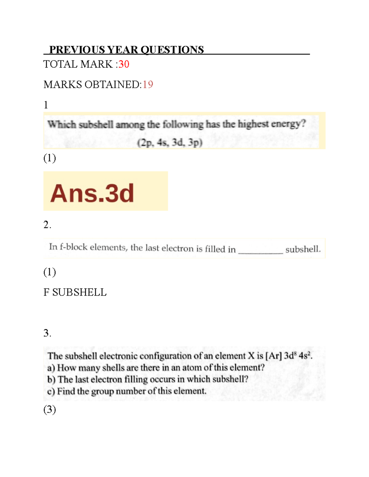 Test 10 chemistry - Btech Computer Science - PREVIOUS YEAR QUESTIONS ...