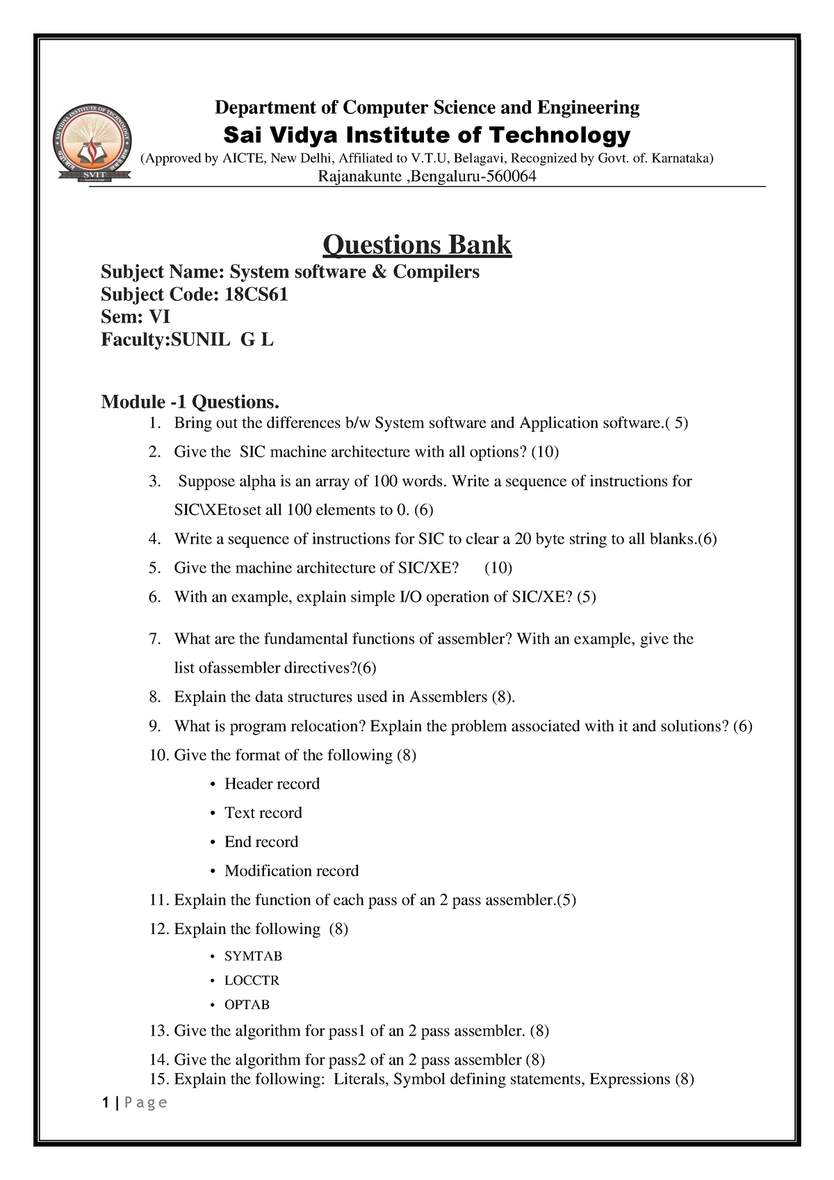 Question Bank -18CS61 - Department Of Computer Science And Engineering ...