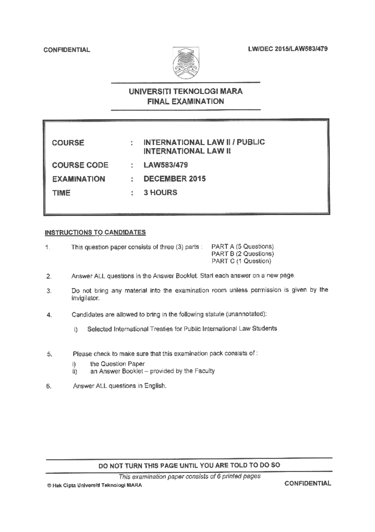 Exam December 2015, questions - Public International Law II - Studocu