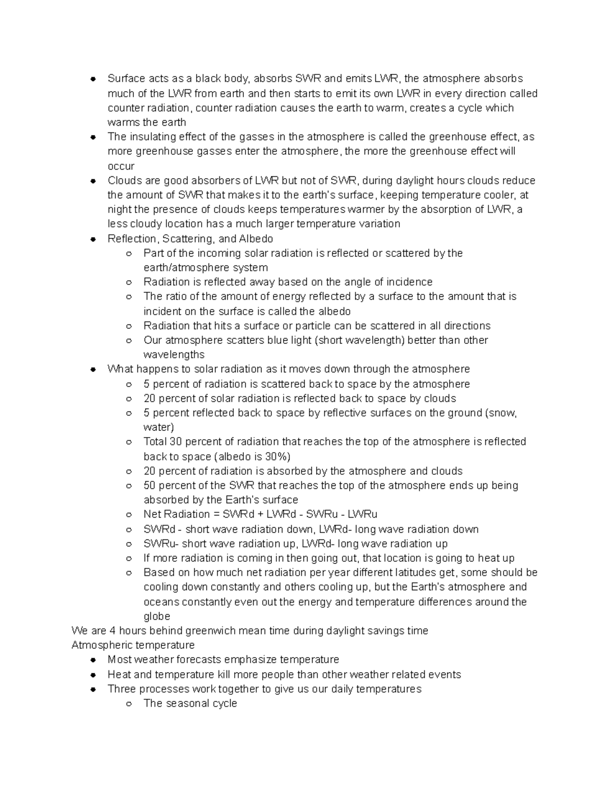 Meteorology study notes (75) - Surface acts as a black body, absorbs ...