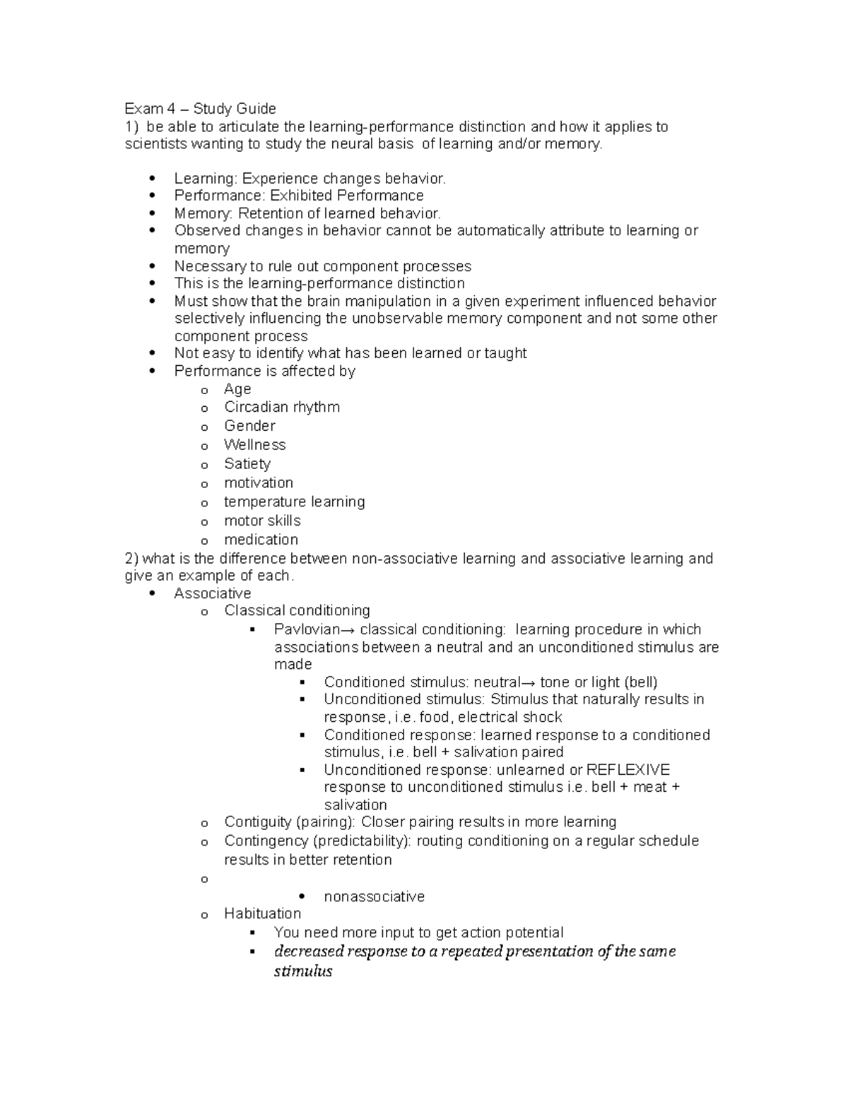 2017 Study Guide Exam 4 - Summary Neural Systems - Exam 4 – Study Guide ...