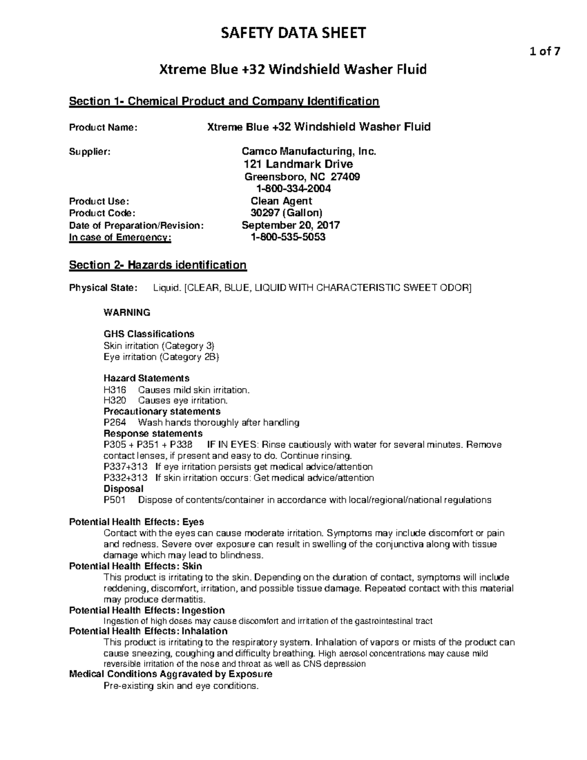 Xtreme BLUE +32 Windshield Washer Fluid 1 of 7 Xtreme Blue +32
