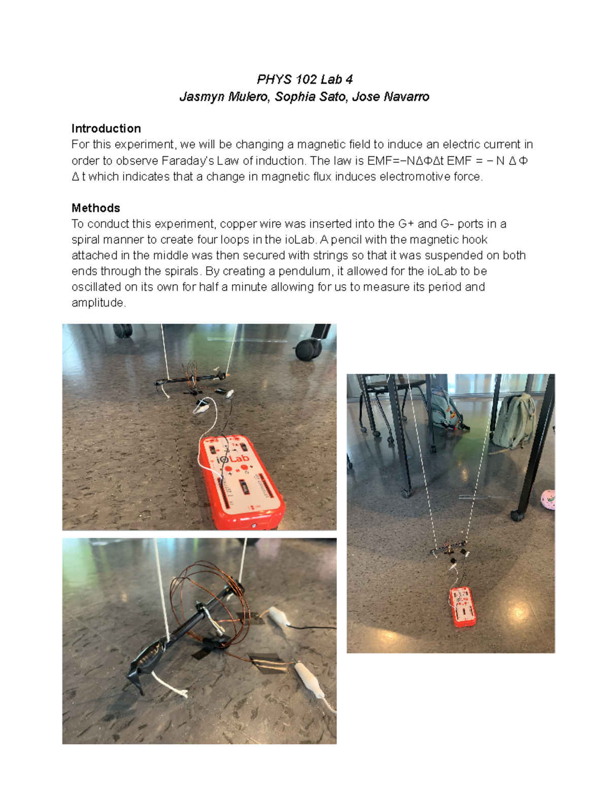 PHYSICS 102 Lab Report #4 - magnetic field - PHYS 102 Lab 4 Jasmyn ...