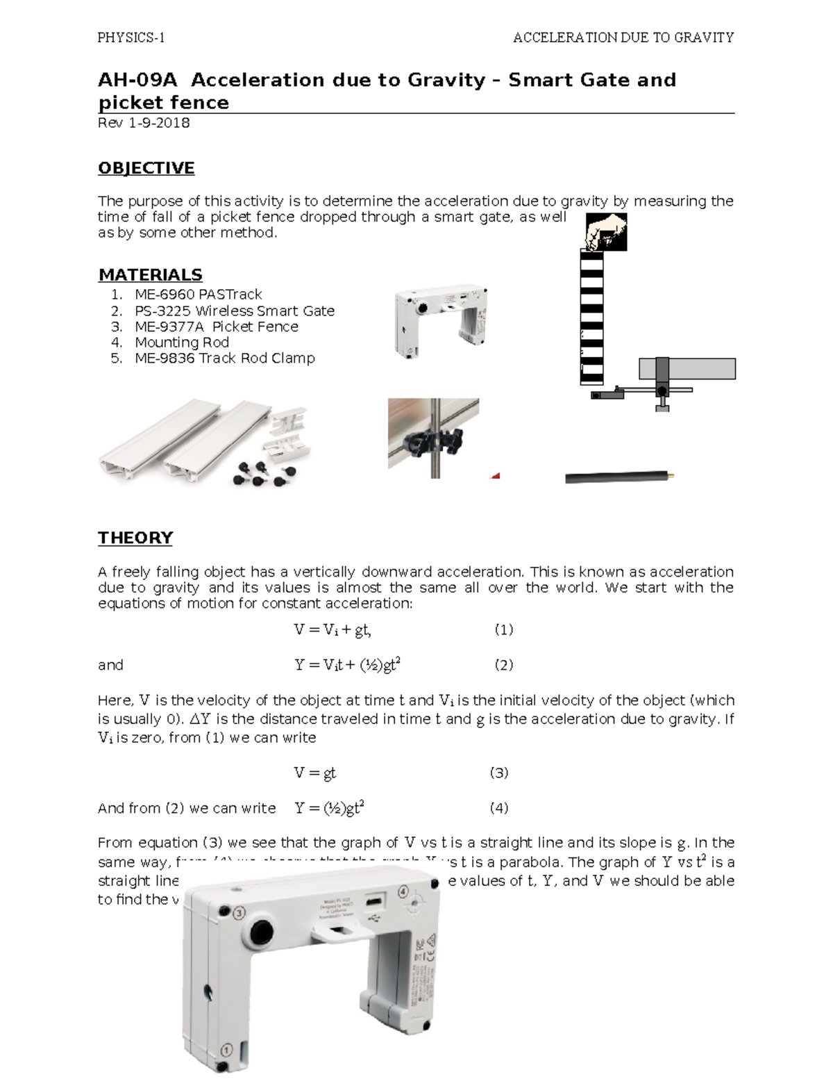AH-09A Acceleration due to gravity-using smart gate - AH-09A ...