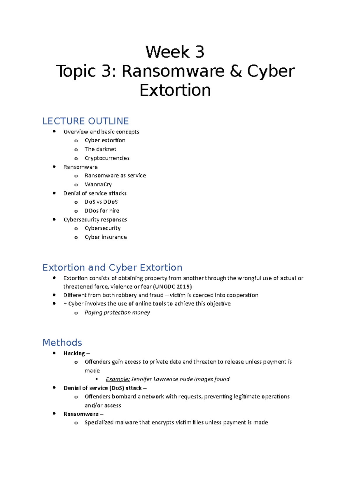 Week 3 - Week 3 - Week 3 Topic 3: Ransomware & Cyber Extortion LECTURE ...