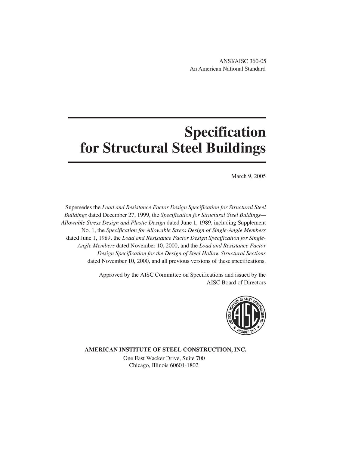 Specification For Structural Steel Buildings - 1, The Specification For ...