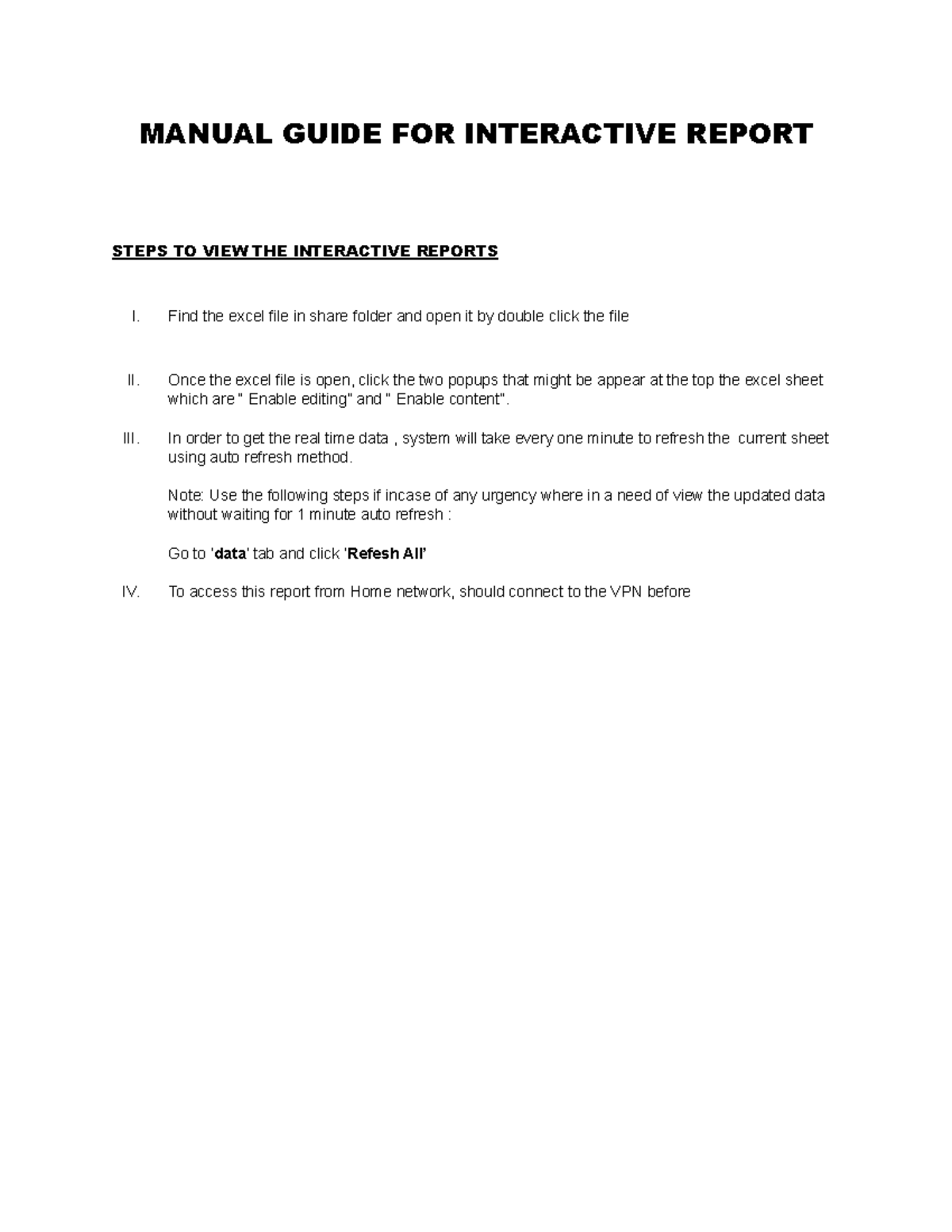 Manual Guide FOR Interactive Report MANUAL GUIDE FOR INTERACTIVE