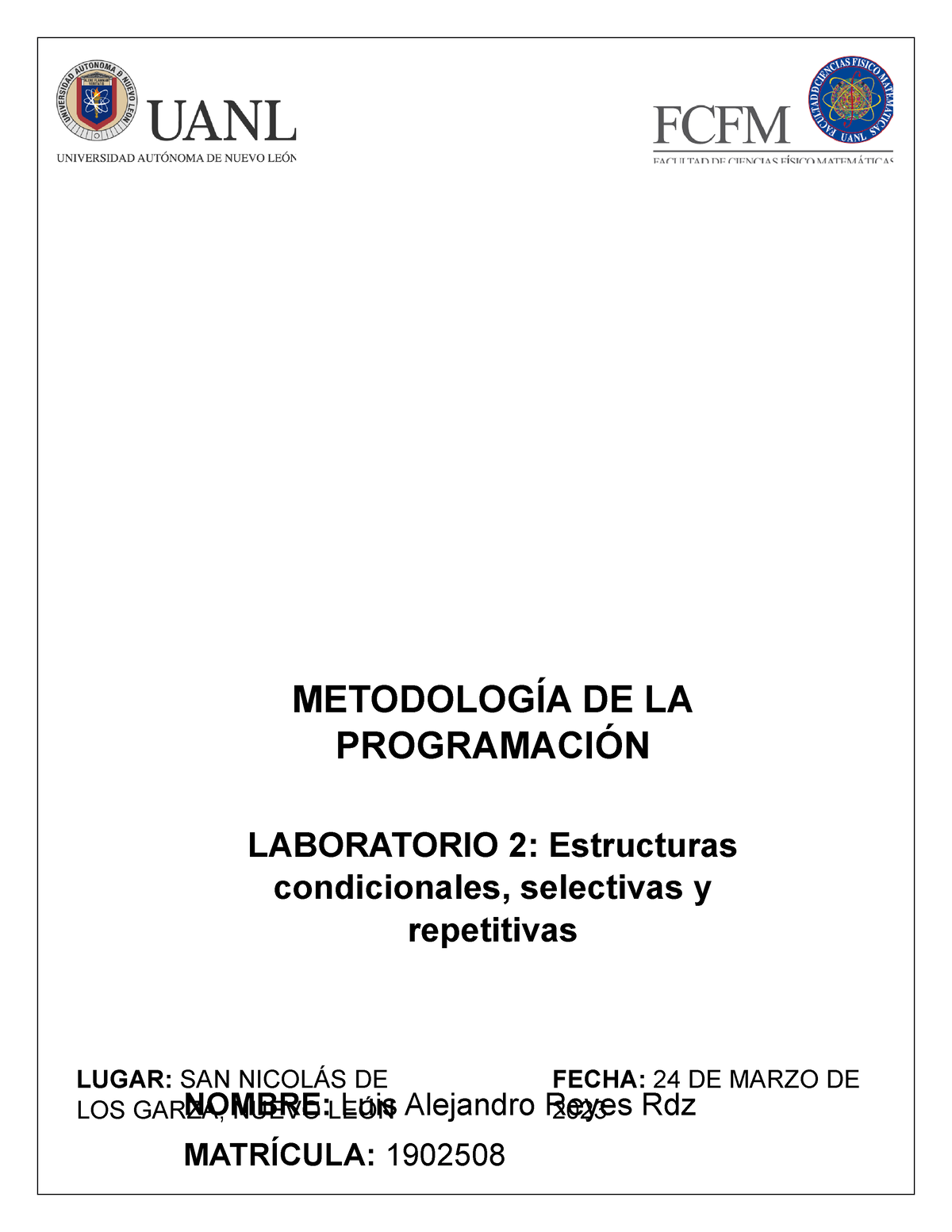 Laab1A - Laboratorio De Metodologia De La Programacion 2 - METODOLOGÍA ...