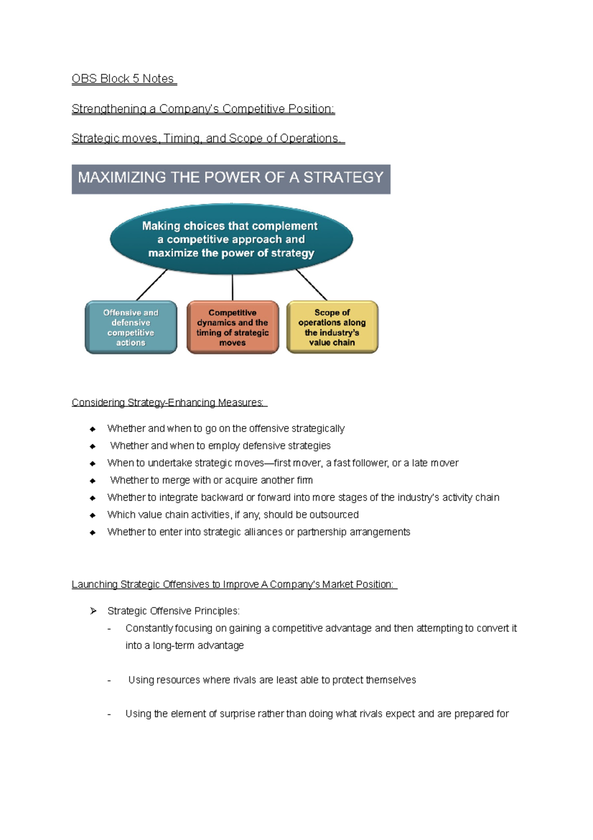 OBS Block 5 Notes - OBS Block 5 Notes Strengthening a Company’s ...