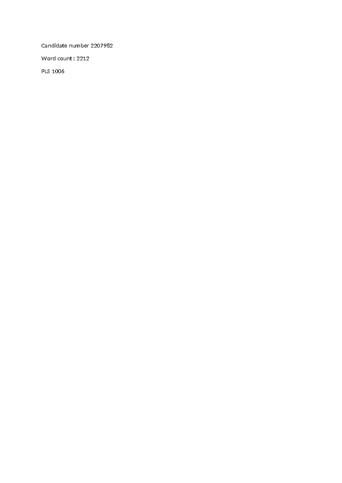 1006 - practice material - Candidate number Word count : PLS Ethics ...