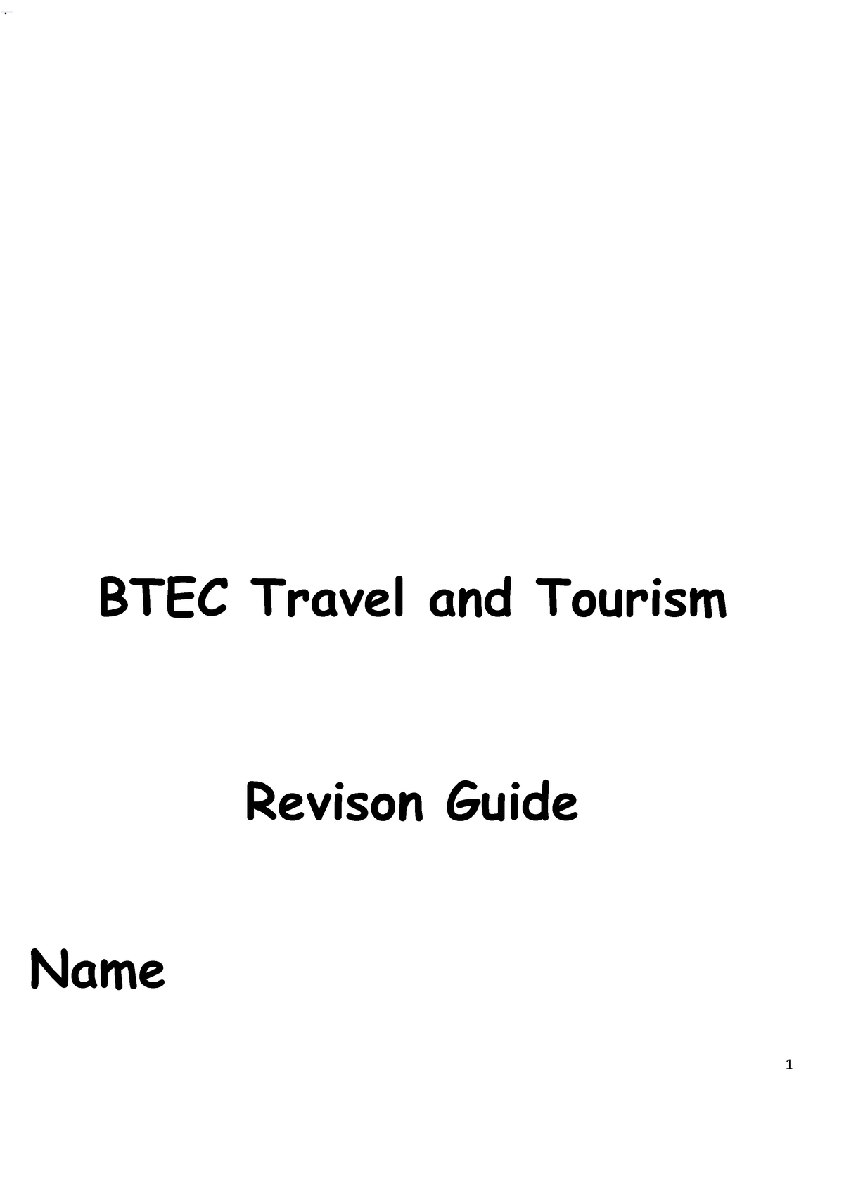 travel and tourism level 3 revision