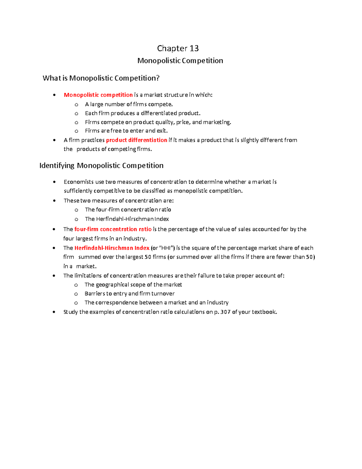 Ec1021 Chapter+13 9e - econ 1021 notes - Chapter 13 Monopolistic ...