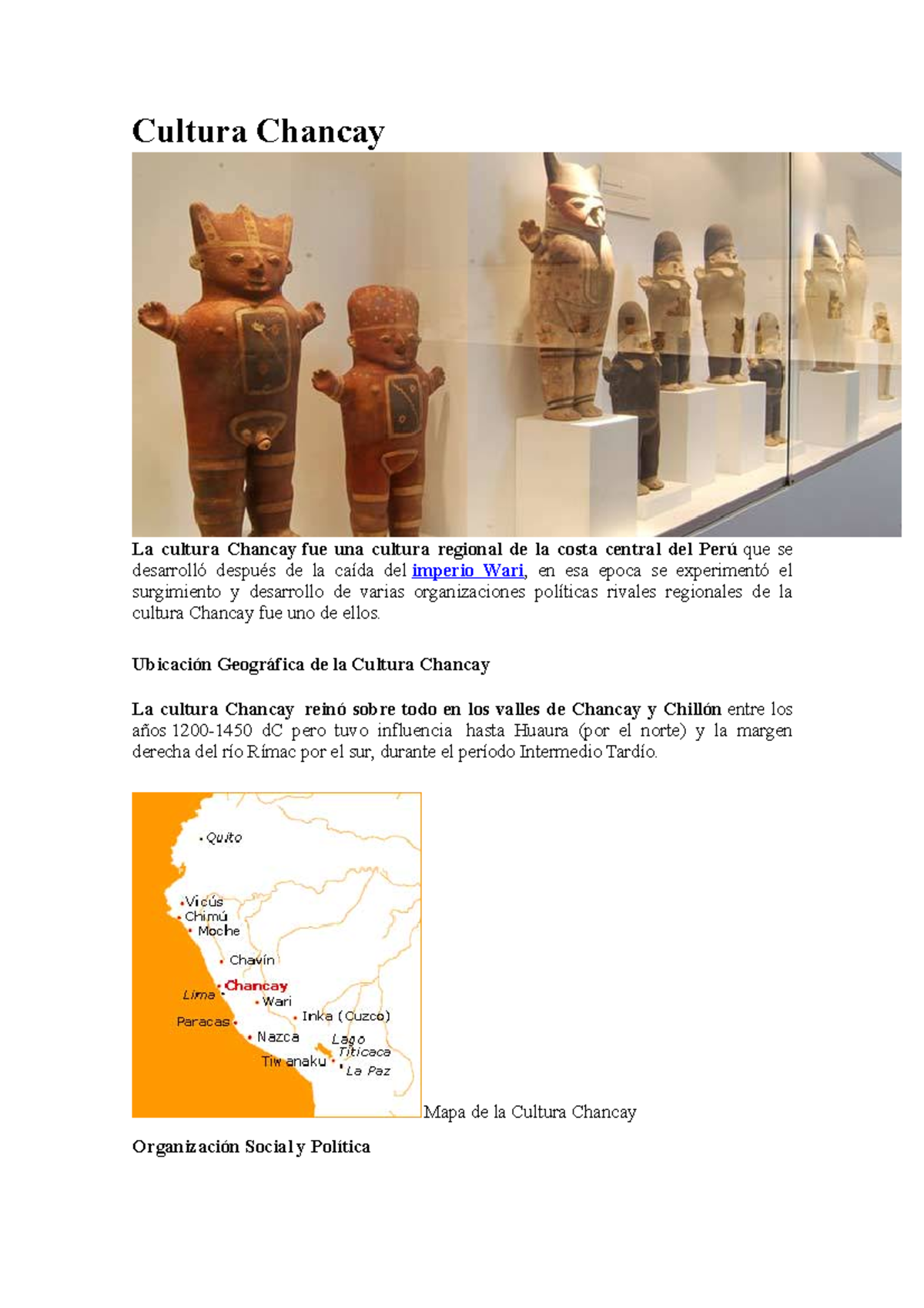 Cultura Chancay 4 - Cultura Chancay La cultura Chancay fue una cultura 