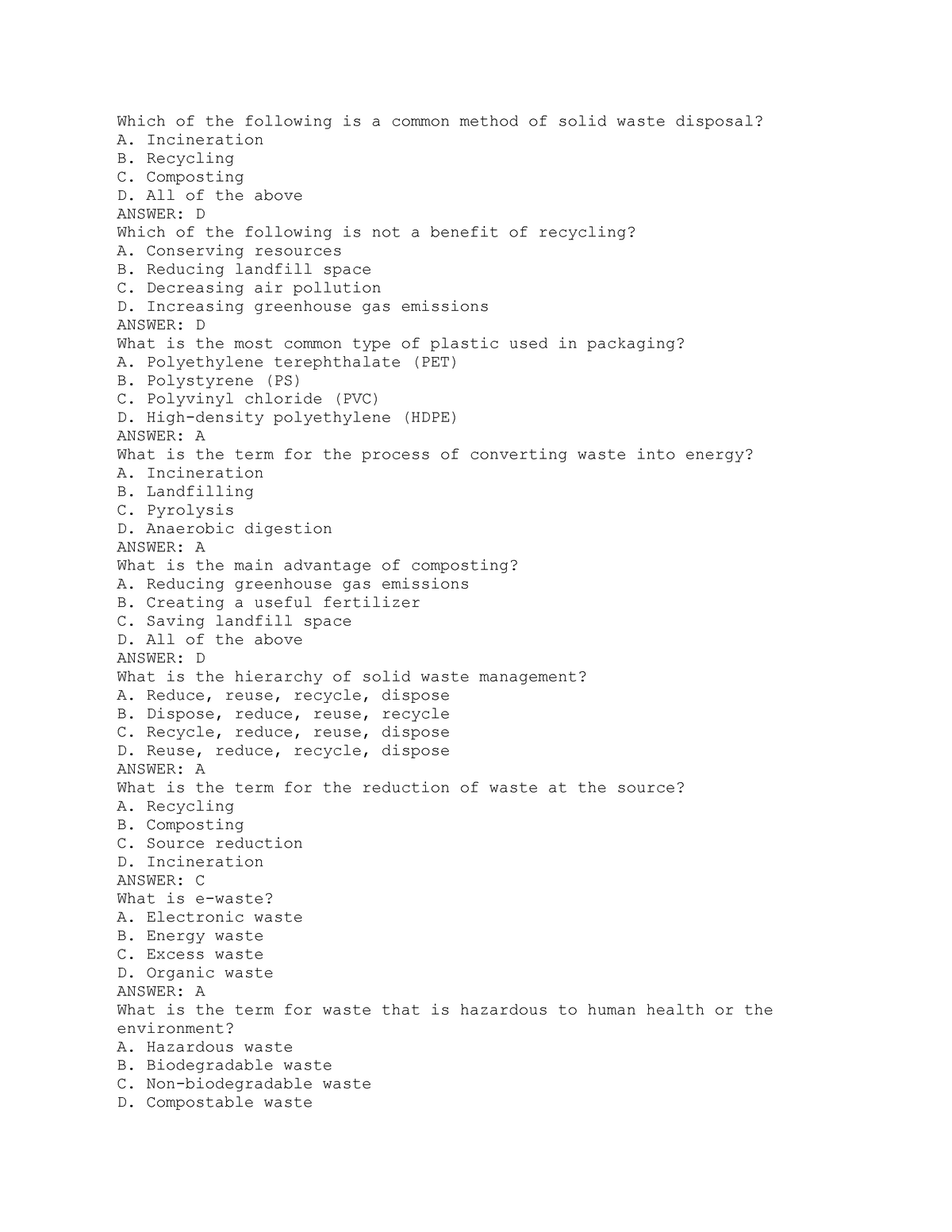 Quiz 10 Aiken Format - CHAPTER 10 - Environmental Engineering - Studocu