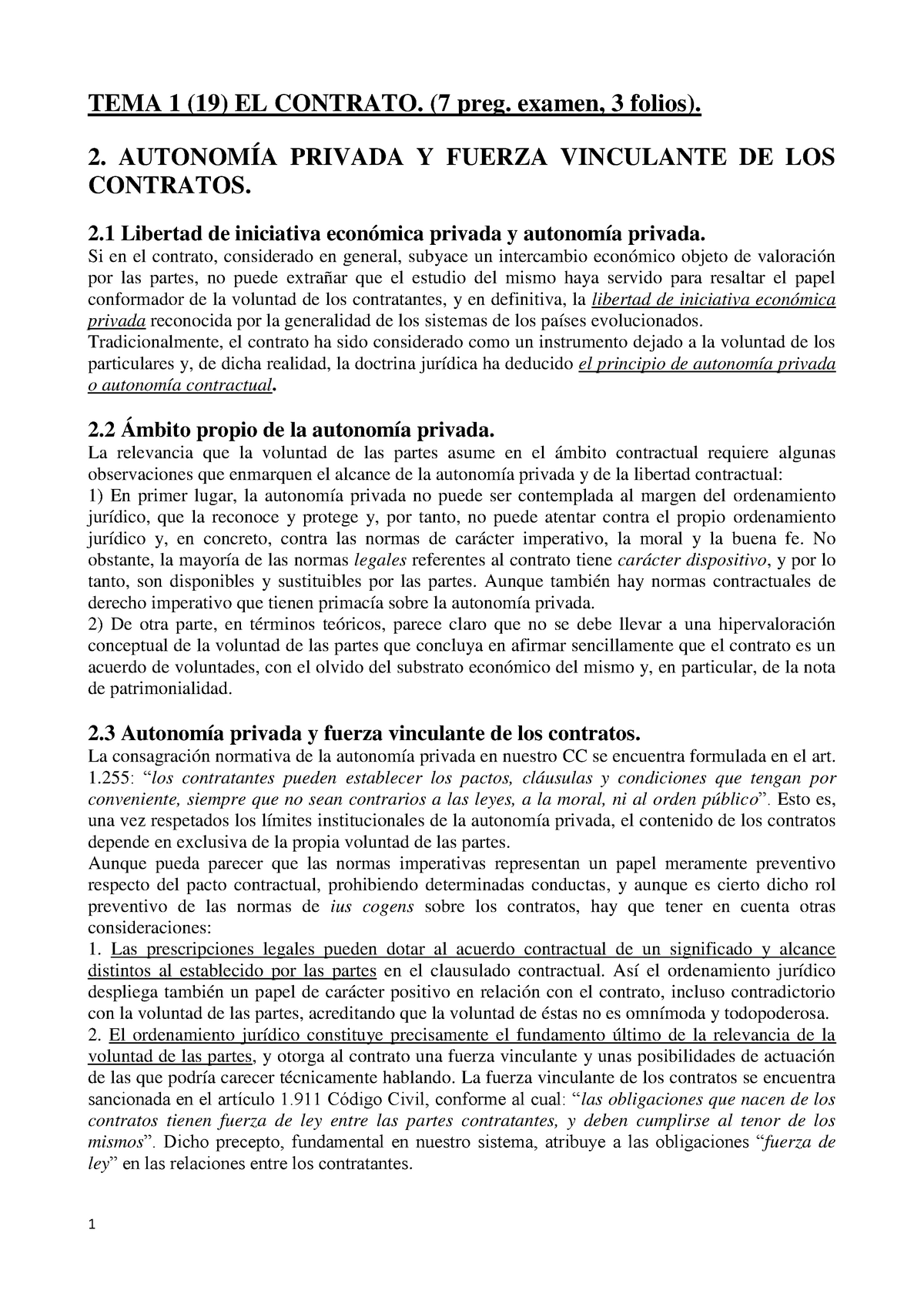 Derecho Civil II (contratos) - TEMA 1 (19) EL CONTRATO. (7 Preg. Examen ...