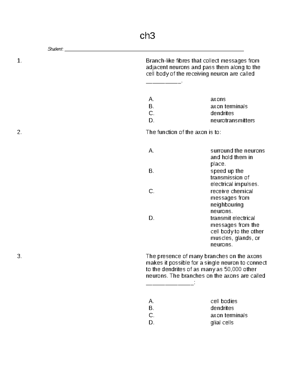 Ch3 - Psych 1000 W/ Dr. Mike Atkinson - Ch _Student: - Studocu