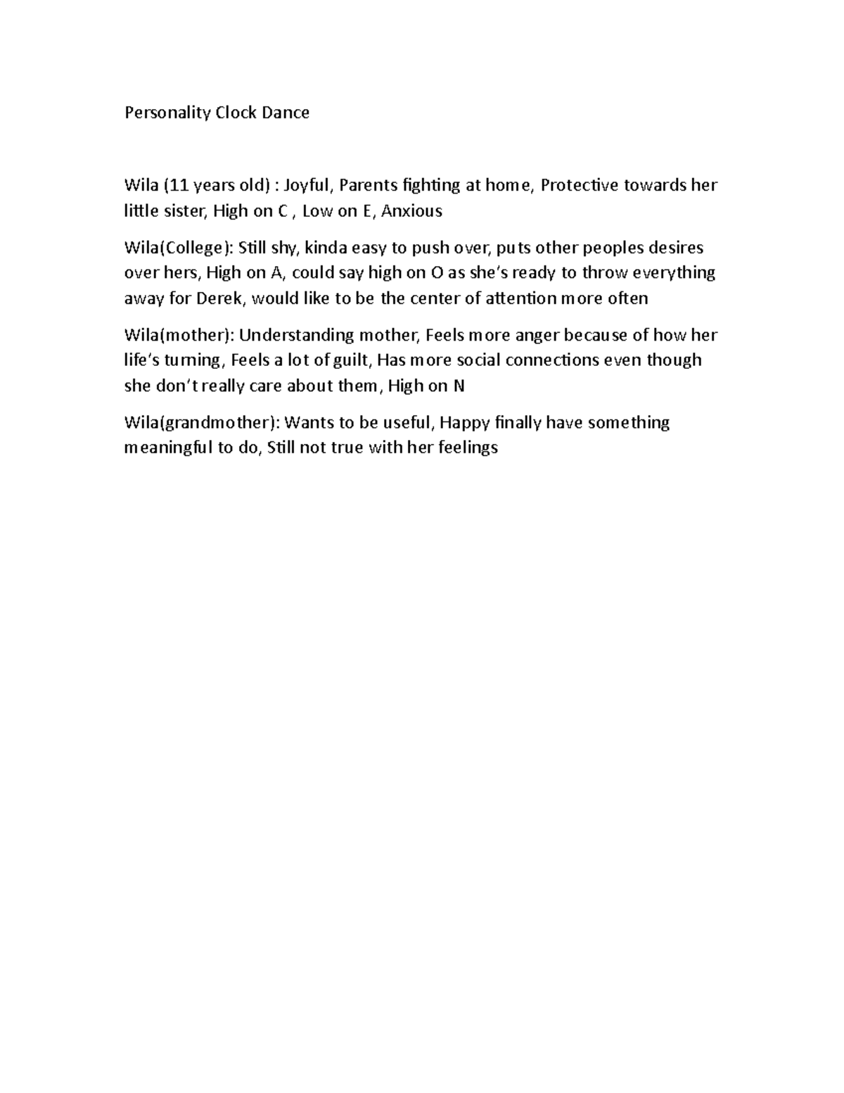 Personality Clock Dance Studocu