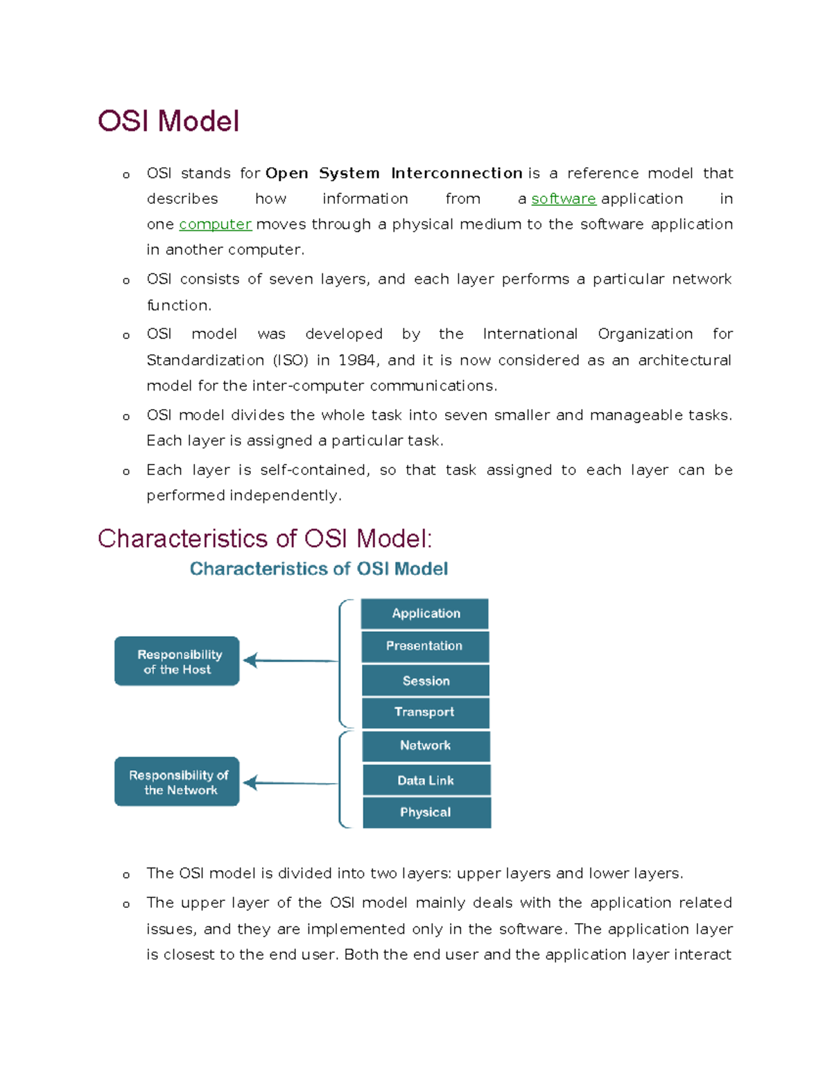 OSI Model - osi modwel in network - OSI Model o OSI stands for Open ...