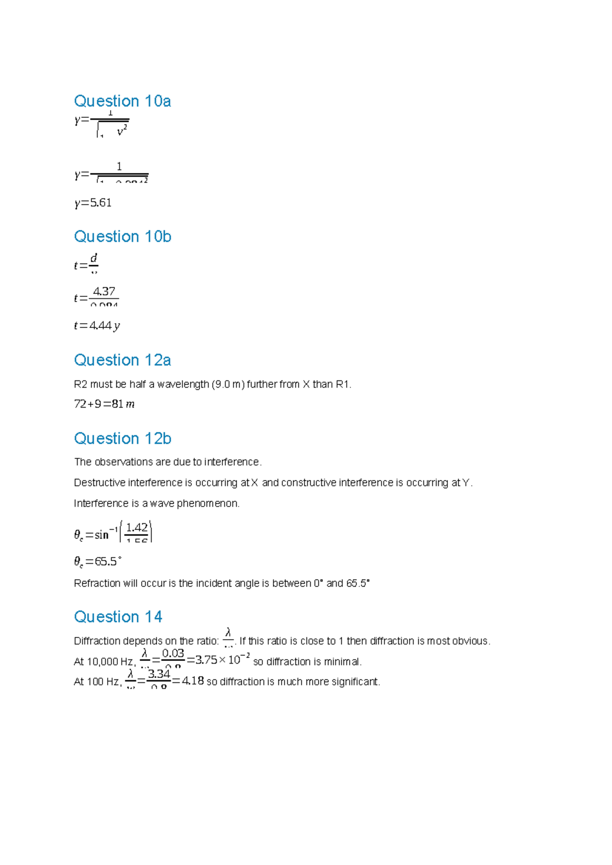 2021nhtphysics Exam Report Light Waves Qs Question 10a оі 1 в љ 1 в V 2