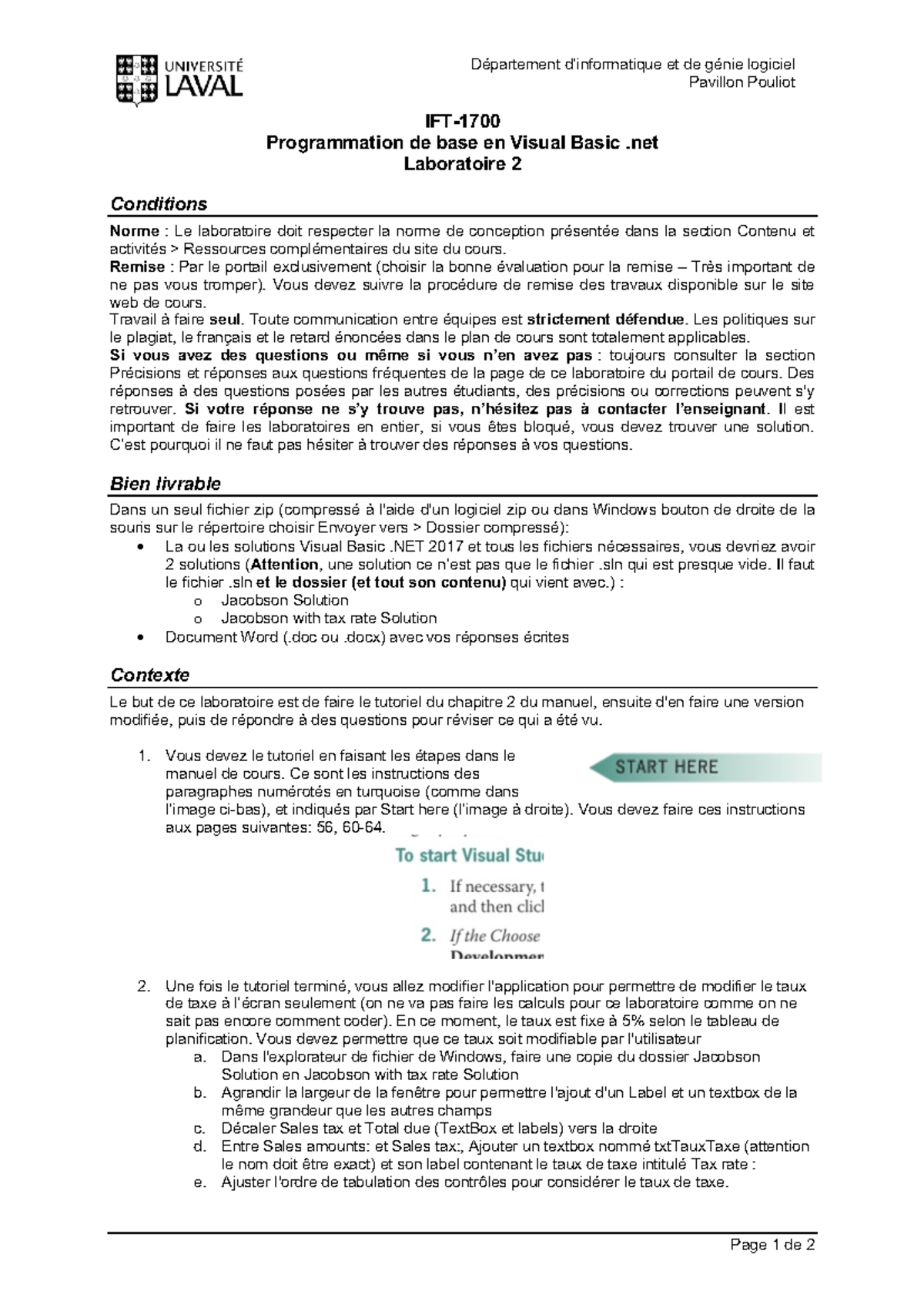 IFT-1700 Programmation de base en Visual Basic .net Laboratoire 2 ...