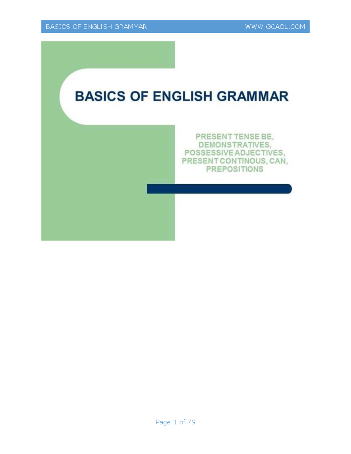 1)Basics of english grammar - English grammar Semester 1 - Studocu