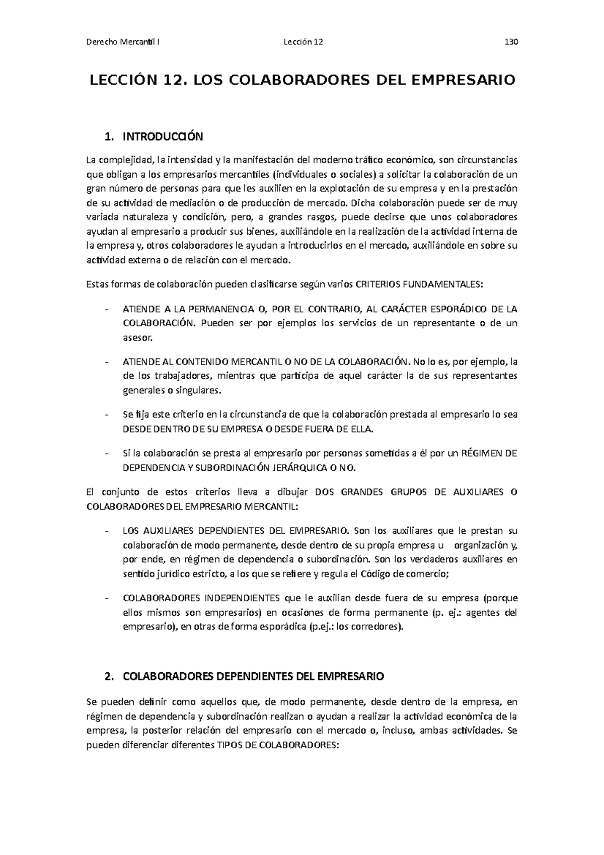 Lección 12 - Apuntes 12 - LECCIÓN 12. LOS COLABORADORES DEL EMPRESARIO ...