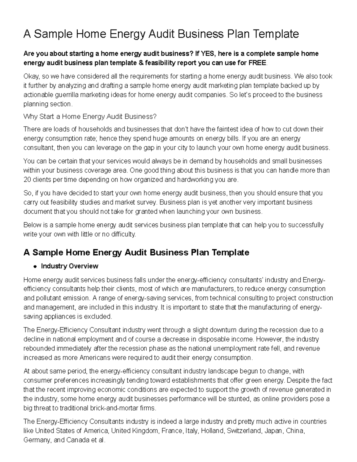 home energy audit assignment